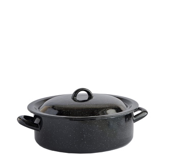 Kastrol s poklicí smalt černý 30 cm 7 L