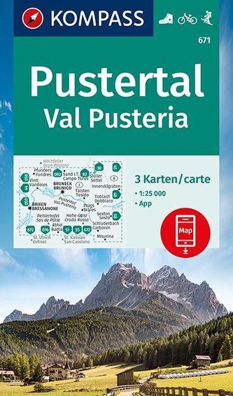 KOMPASS Wanderkarte Pustertal, Val Pusteria 1:25 000