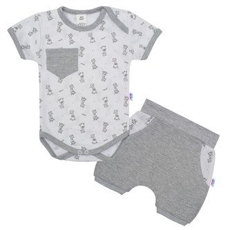 2-dílná letní bavlněná souprava New Baby Perfect Summer světle šedá - velikost 86 (12-18m)