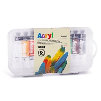 Akrylové barvy PRIMO, sada 10 x 18ml, tuby