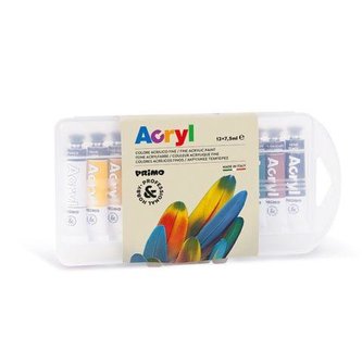 Akrylové barvy PRIMO, sada 12 x 7,5ml, tuby