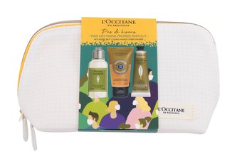 L´Occitane Verveine mýdlo Verveine Hands & Body Liquid Soap 50 ml + krém na ruce Verveine Cooling Hand Cream Gel 30 ml + gel na ruce Verveine Clean Hands Gel 65 ml + kosmetická taštička
