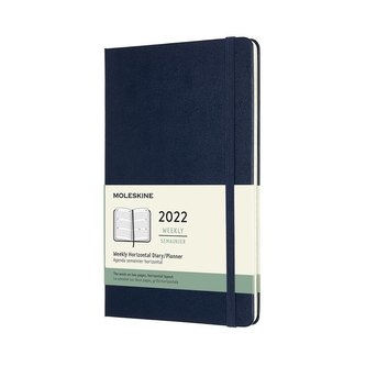 Moleskine Horizontální týdenní diář 2022 tvrdý modrý L