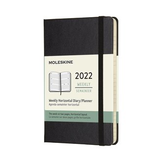 Moleskine Horizontální diář 2022 černý S, týdenní, tvrdý