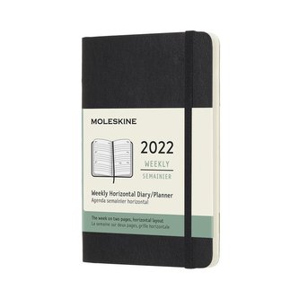 Moleskine Horizontální týdenní diář 2022 měkký černý S