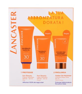Lancaster Sun Beauty opalovací krém na obličej Sun Beauty Sublime Tan Velvet Cream SPF30 50 ml + opalovací mléko na tělo Sun Beauty Sublime Tan Velvet Milk SPF30 50 ml + tělové mléko prodlužující opálení Golden Tan Maximizer After Sun Lotion 50 ml