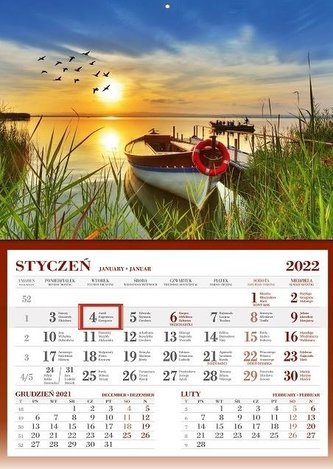 Kalendarz 2022 Ścienny Jednodzieny Łódka