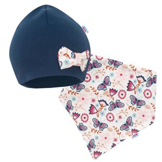 Kojenecká čepička s šátkem na krk New Baby Missy modrá - velikost 80 (9-12m)