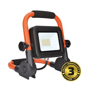 Solight LED reflektor PRO se sklopným stojanem, 30W, 2550lm, 5000K, kabel se zástrčkou, IP65