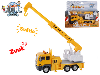 Jeřáb kov 15cm na zpětný chod na baterie se světlem a zvukem v krabičce