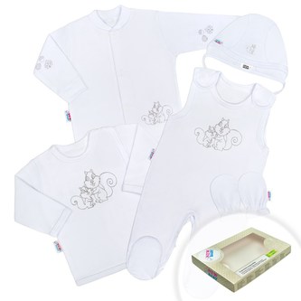5-dílná soupravička New Baby Veverky v krabičce bílá - velikost 62 (3-6m)