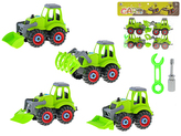 Traktor 16cm volný chod 4ks + nářadí  v sáčku