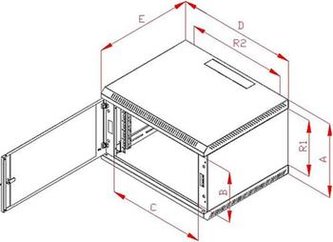Rack Triton 19\" jednodílný 12U/500mm prosklené dveře, šedý