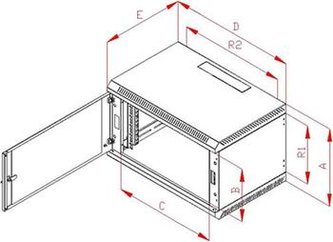 Rack Triton 19\" jednodílný 9U/400mm prosklené dveře, šedý
