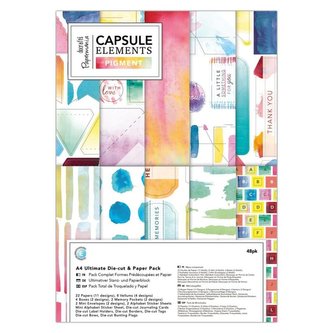 Docrafts Sada papírů, krabiček, pregamenů - Elements Pigment 48 ks