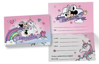Zaproszenie ZD-016 Minnie, jednorożec (5 szt.)