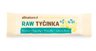 Allnature Bezlepková ovocná tyčinka rozinky, mandle, banán, zelená káva 20 x 45 g