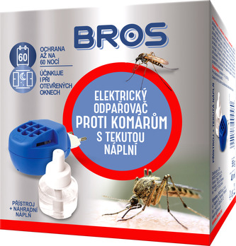 Odpuzovač komárů BROS s tekutou náplní 40 ml (60 nocí) Odpuzovač komárů BROS s tekutou náplní 40 ml (60 nocí)