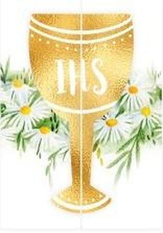 Karnet Komunia rozkładany Stokrotki