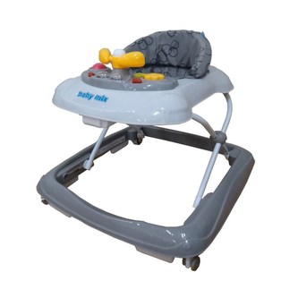 Dětské chodítko Baby Mix s volantem a silikonovými kolečky tmavě šedý