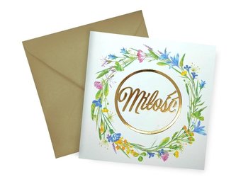 Karnet KW Ślub Kwiaty Lakier 3D