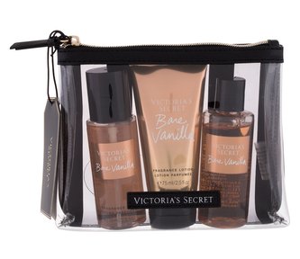 Victoria´s Secret Bare Vanilla vyživující tělový spray 75 ml + tělové mléko 75 ml + sprchový gel 89 ml + kosmetická taštička Victoria´s Secret Bare Vanilla vyživující tělový spray 75 ml + tělové mléko 75 ml + sprchový gel 89 ml + kosmetická taštička