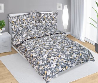 Povlečení krepové - jiřina žlutošedá - 140x200,70x90 cm