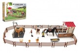 Výběh/Ohrada pro koně + ošetřovatelé + kůň 2ks plast s příslušenstvím v krabici 39x27x8,5cm