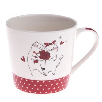 Hrnek porcelánový s kočkami s kyticí 400 ml