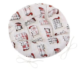 Sedák EMA kulatý prošívaný - červená kočka - průměr 40 cm