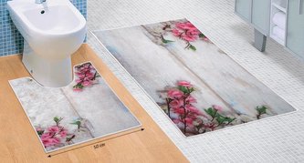 3D tisk  sada - růžový květ - sada (60x100, 50x60 cm WC )