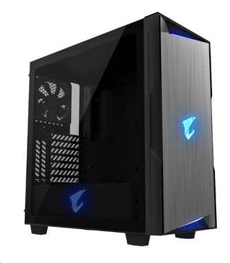 GIGABYTE skříň case GB-AC300G, RGB Lighting, bez zdroje, transparentní bok, Mid tower