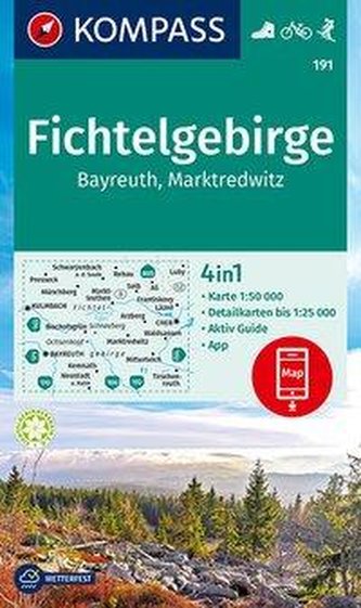 KOMPASS Wanderkarte Fichtelgebirge, Bayreuth, Marktredwitz 1:50 000