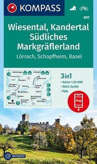 KOMPASS Wanderkarte Wiesental, Kandertal, Südliches Markgräflerland 1:25 000