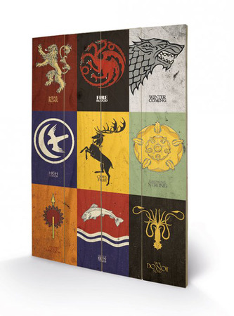 Obraz Game of Thrones: Sigils malba na dřevě (40 cm x 59 cm)