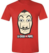 Pánské tričko La Casa De Papel|Papírový dům: Mask And Logo (2XL) červené bavlna
