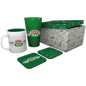 Dárkový set Friends|Přátelé: Central Perk (objem sklenice 500 ml, hrnek 300 ml, 2 tácky 10 x 10 cm)