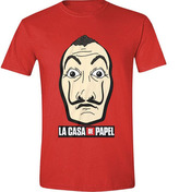 Pánské tričko La Casa De Papel|Papírový dům: Mask And Logo (M) červené bavlna