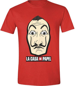 Pánské tričko La Casa De Papel|Papírový dům: Mask And Logo (M) červené bavlna