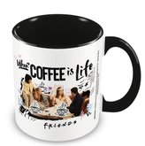 Keramický hrnek Friends|Přátelé: Coffee Is Life (objem 315 ml) černý