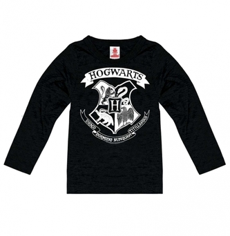 Dětské tričko Harry Potter s dlouhým rukávem: Erb Bradavic - Hogwarts Logo (výška 140 cm) černá bavlna