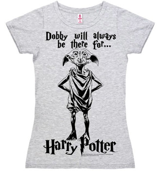 Dámské tričko Harry Potter: Dobby Logo (M) šedé bavlna