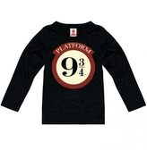Dětské tričko Harry Potter s dlouhým rukávem: Nástupiště 9 3/4 - Platform 9 3/4 (výška 164 cm) černá bavlna