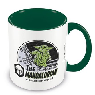 Keramický hrnek Star Wars|Hvězdné války Tv seriál The Mandalorian: Wherever I Go He Goes (objem 315 ml) zelený