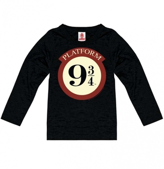 Dětské tričko Harry Potter s dlouhým rukávem: Nástupiště 9 3/4 - Platform 9 3/4 (výška 152 cm) černá bavlna