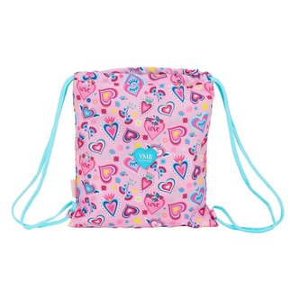 pytlík se šňůrkami, gym bag Vicky Martin Berrocal: růžový vzor 12036 (35 x 40 cm) růžový polyester