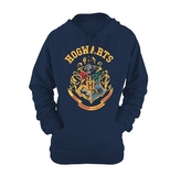 Unisex pánská mikina s kapucí Harry Potter: Hogwarts|Bradavice znak (M) modrá bavlna-polyester