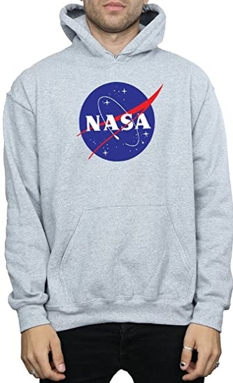 Pánská mikina s kapucí Nasa: Insignia Logo (2XL) šedá bavlna-polyester