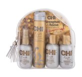 Farouk Systems CHI Keratin šampon Keratin Shampoo 59 ml + kondicionér Keratin Conditioner 59 ml + bezoplachový kondicionér Keratin Leave-in Conditioner 59 ml + lak na vlasy Keratin Flex Finish Hair Spray 74 g + kosmetická taštička