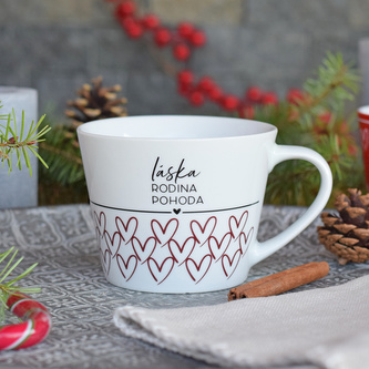 Porcelánový hrnek - Láska, rodina, pohoda
